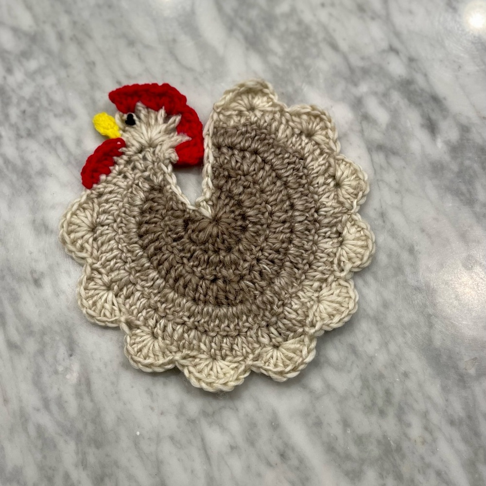Decoration only! Crochet chicken potholder